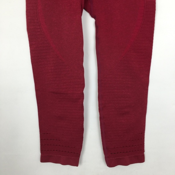 Gymshark Capri Seamless High Waist Dry Leggings Burgundy Cropped Workout Pants - Picture 6 of 13